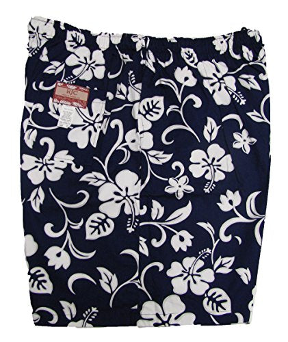 Classic Hibiscus Men's Elastic Waist 3-Pocket Cotton Shorts